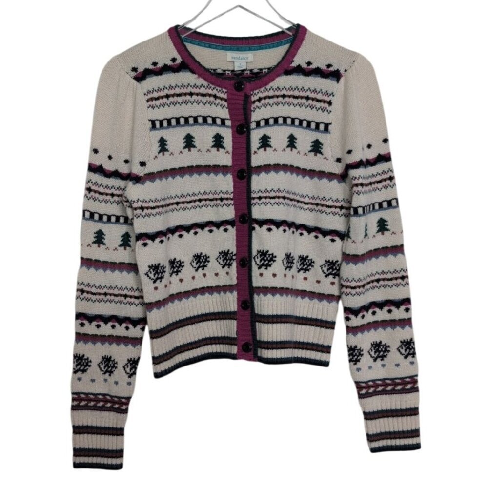 Sundance Quill Style Cardigan Womens Size Small Wool Blend Fair Isle Sweater